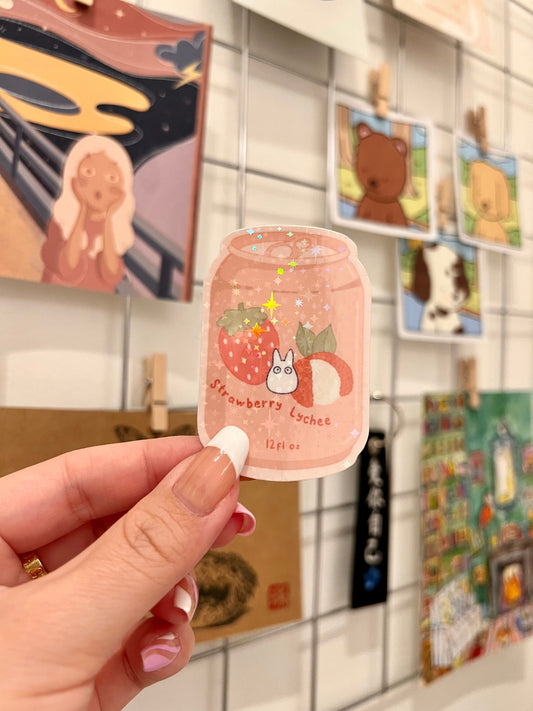Holographic Lychee Soda Die-Cut Sticker