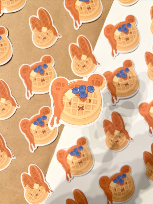 Blue Beary Waffle Die-Cut Sticker