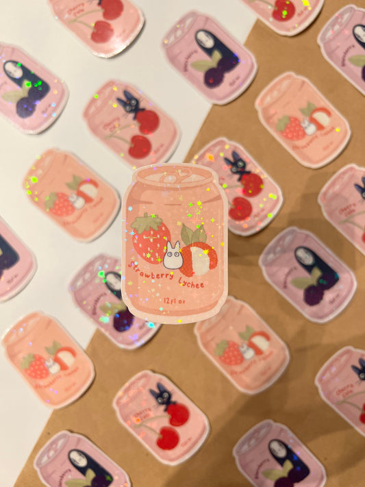 Holographic Lychee Soda Die-Cut Sticker