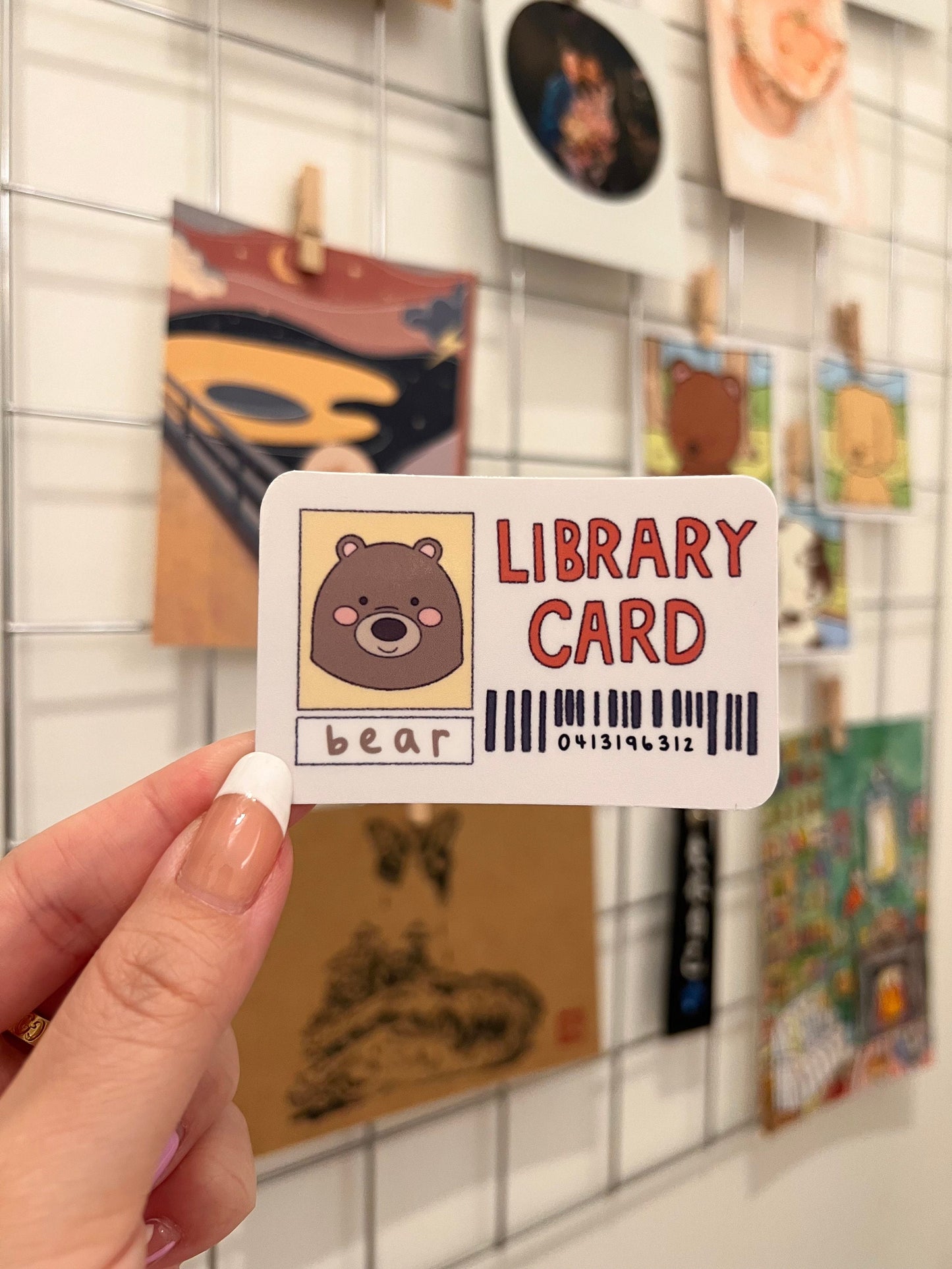 Froggy and Bear Library Card Die-Cut Sticker
