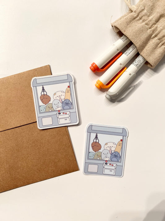 Cute Plushie Claw Machine Die-Cut Sticker