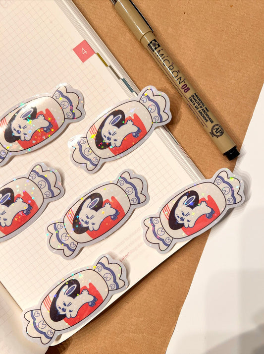 Holographic Bunny Candy Die-Cut Sticker