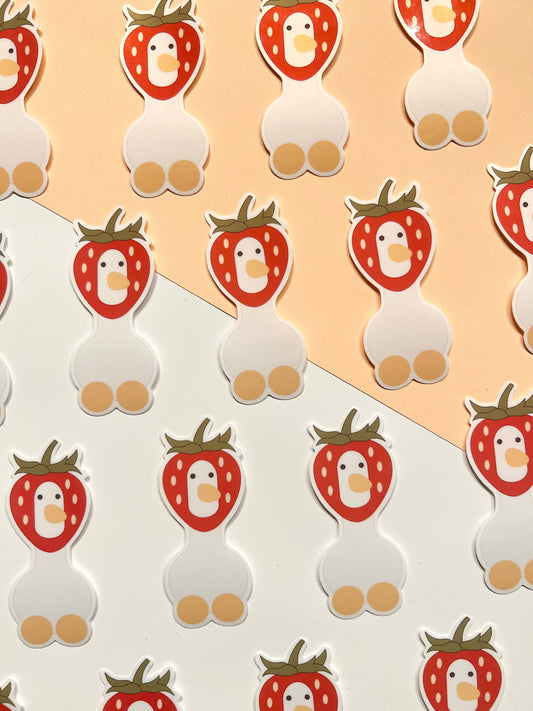 Strawberry Duck Die-Cut Sticker