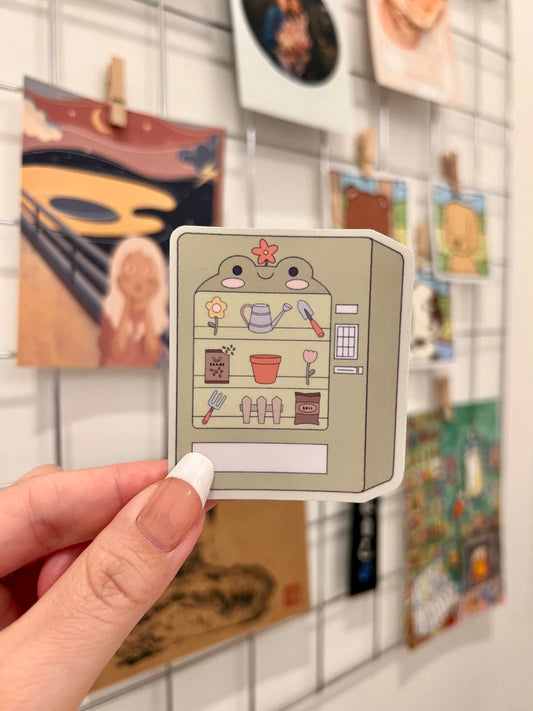 Frog Plant Vending Machine Die-Cut Sticker