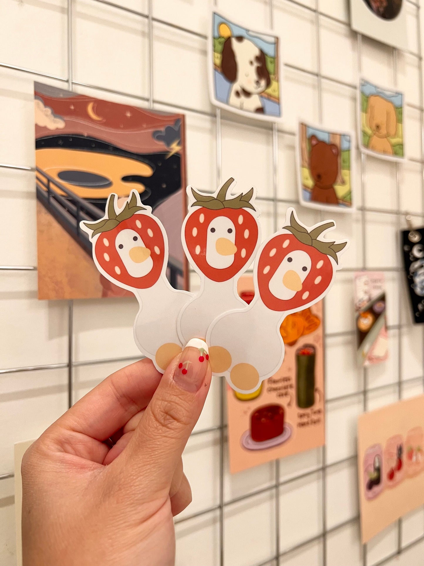 Strawberry Duck Die-Cut Sticker