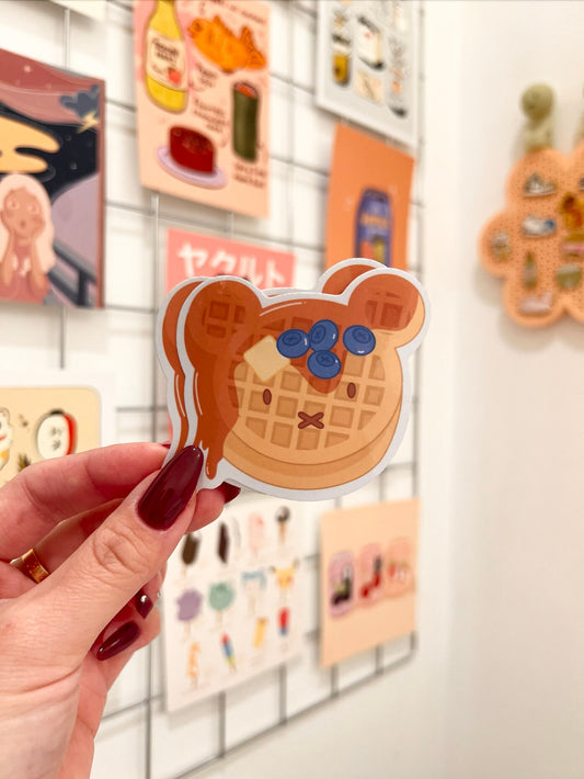 Blue Beary Waffle Die-Cut Sticker
