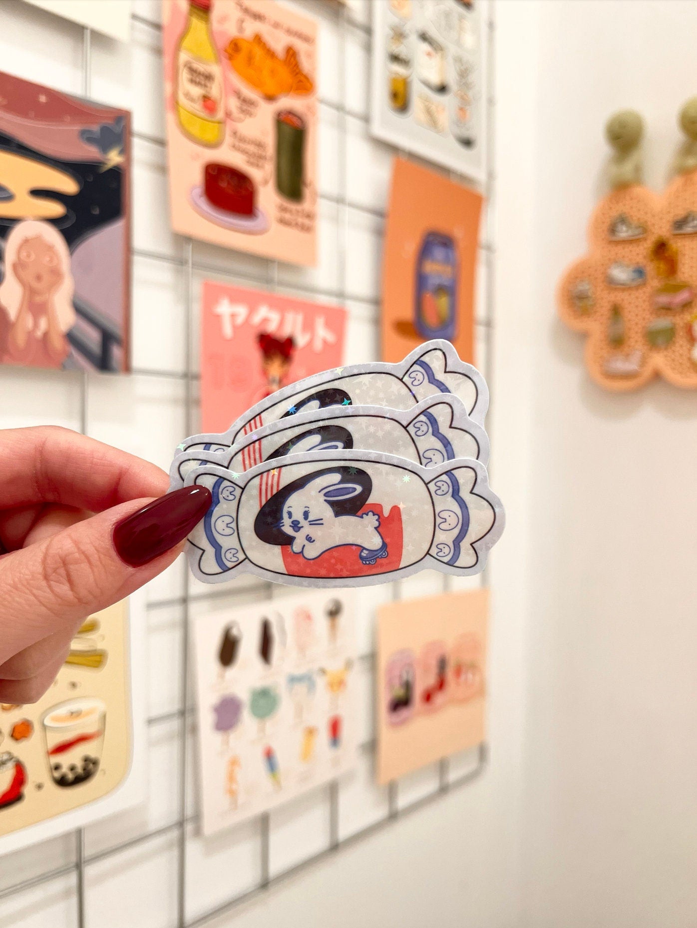 Holographic Bunny Candy Die-Cut Sticker