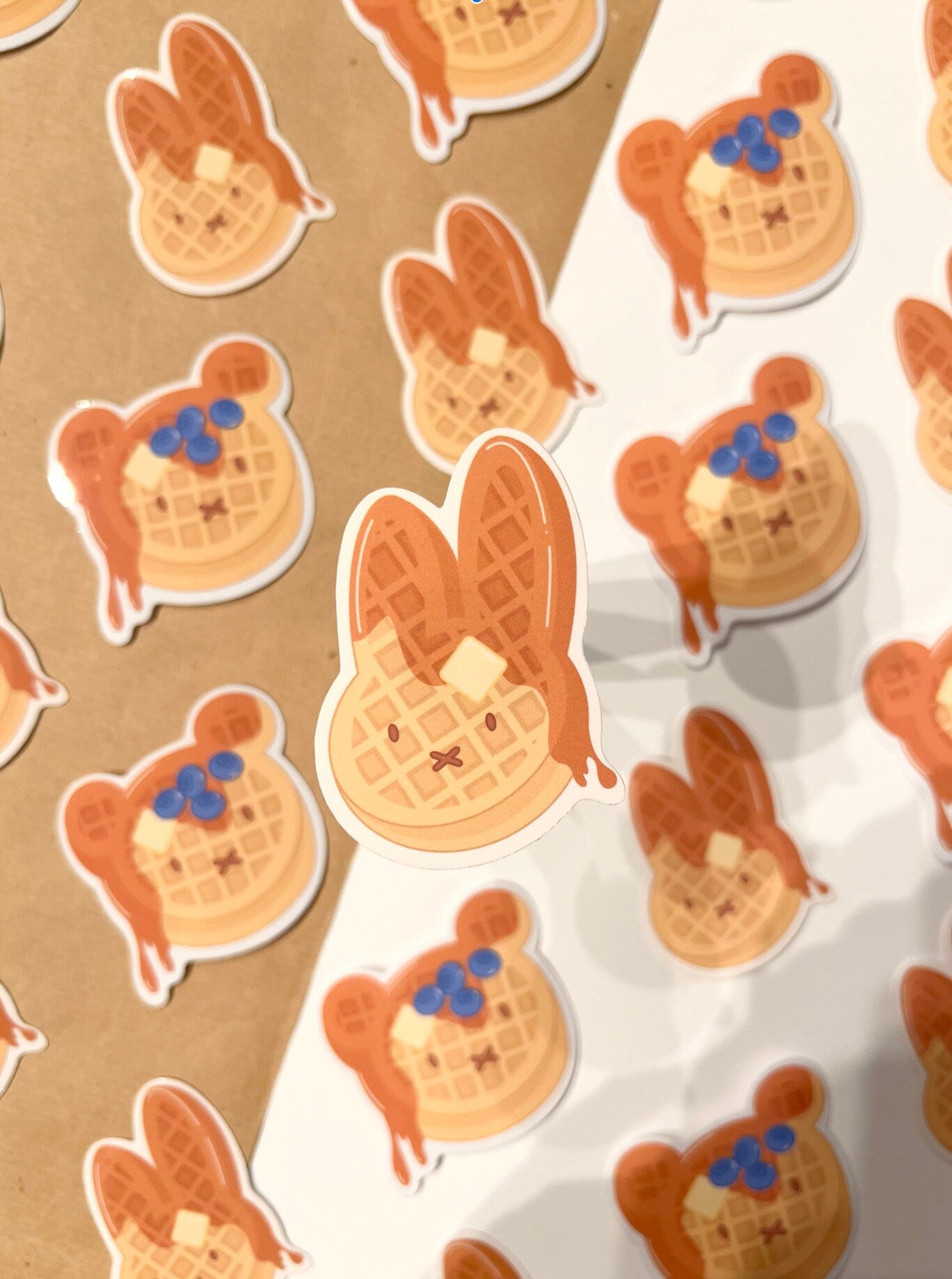 Blue Beary Waffle Die-Cut Sticker