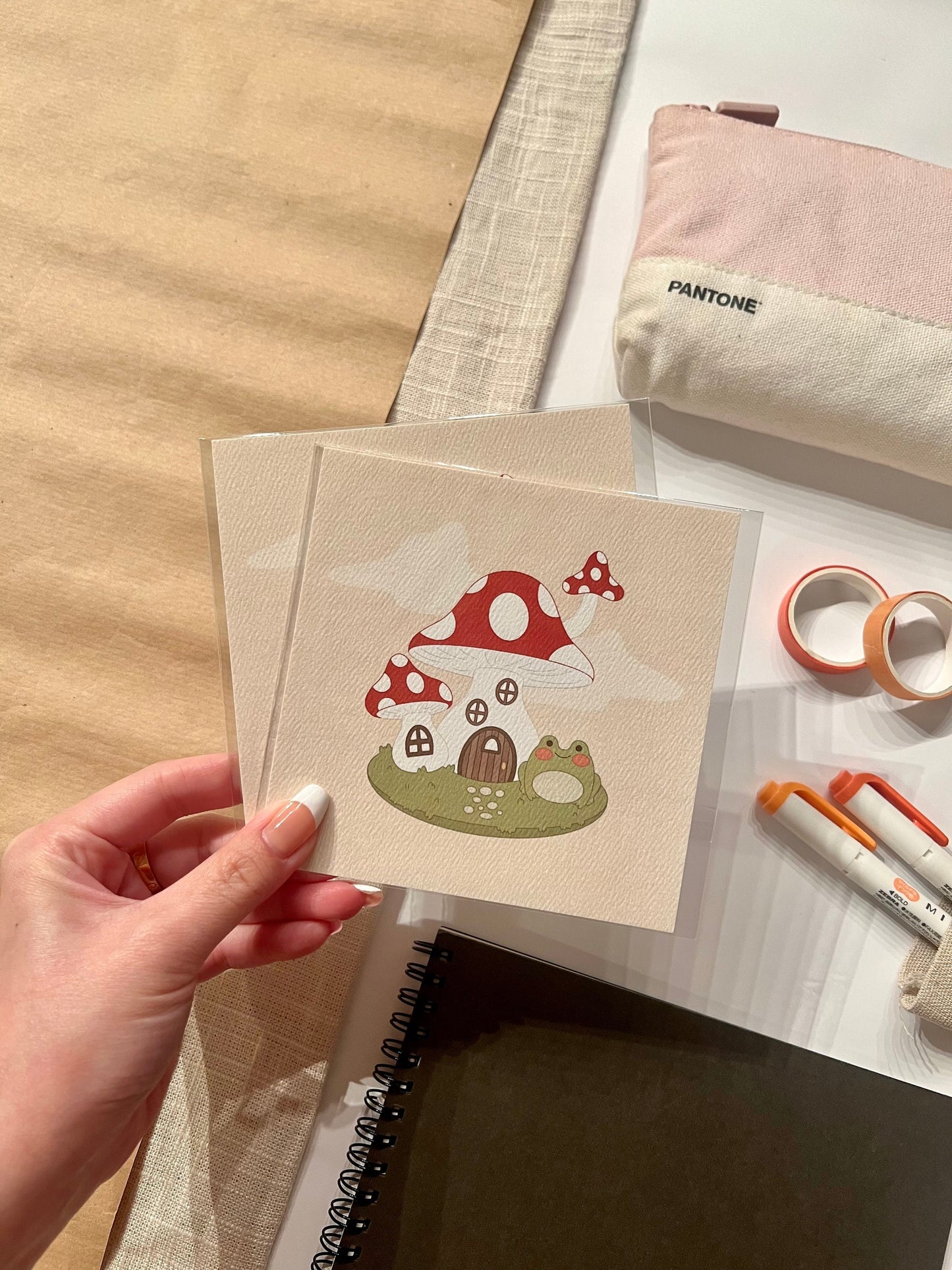 Froggy in Mushroom Home Art Print