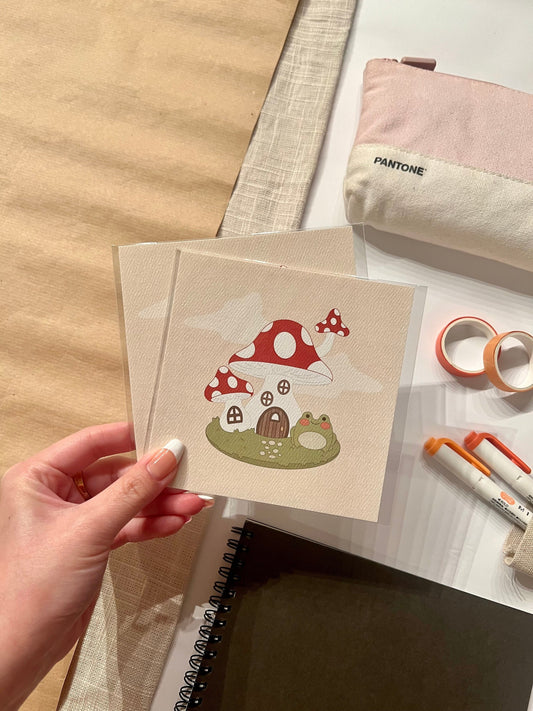 Froggy in Mushroom Home Art Print