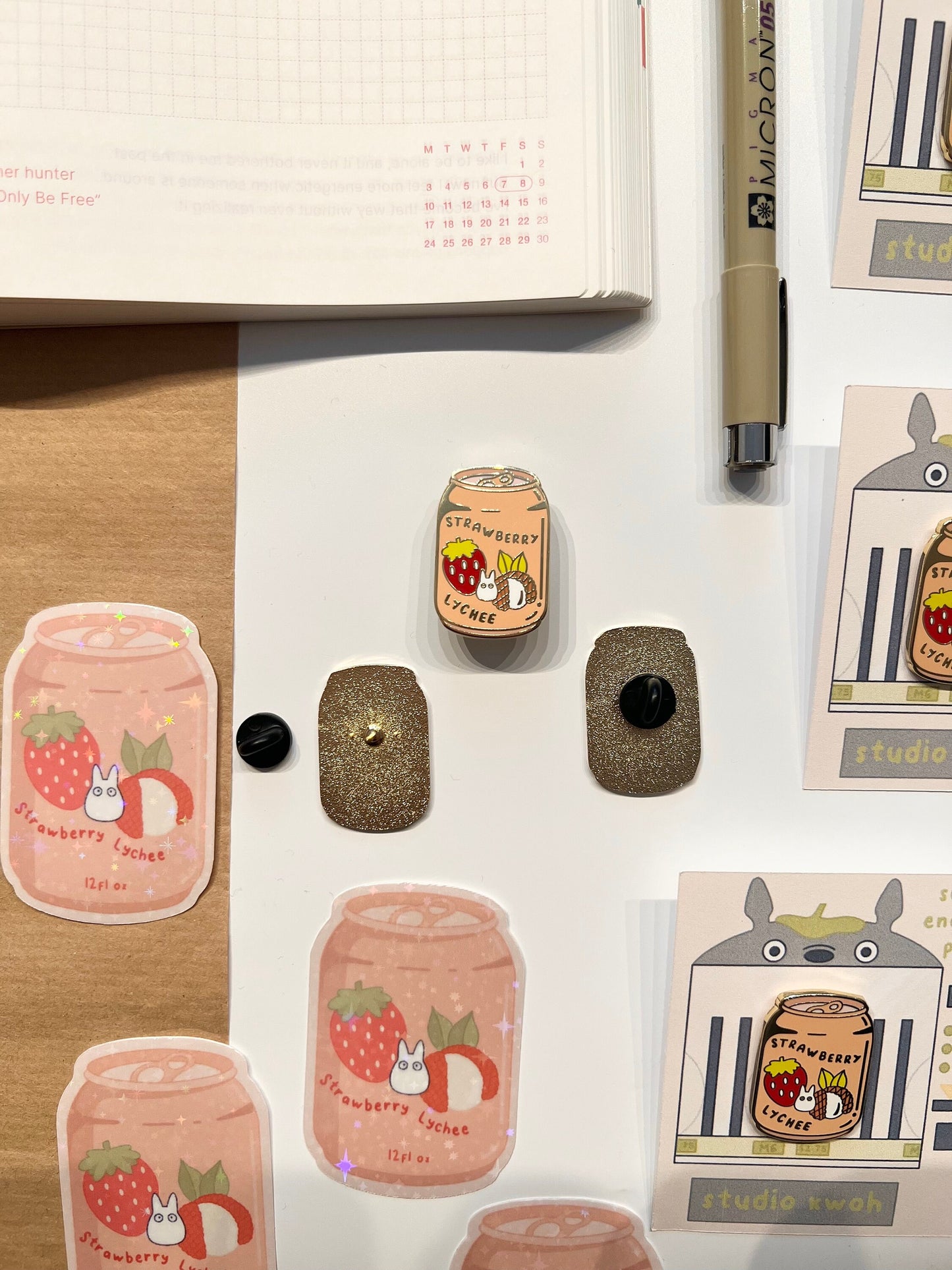Strawberry Lychee Soda Enamel Pin