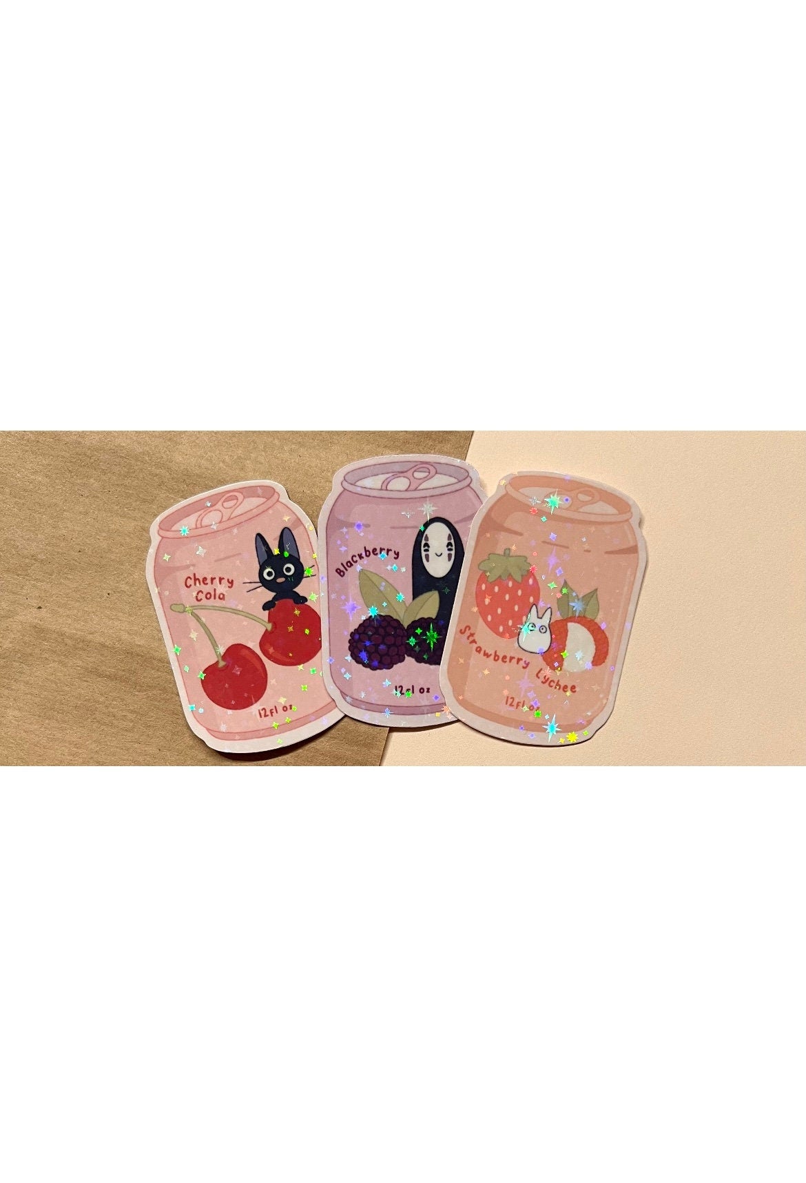 Holographic Cat Soda Die- Cut Sticker