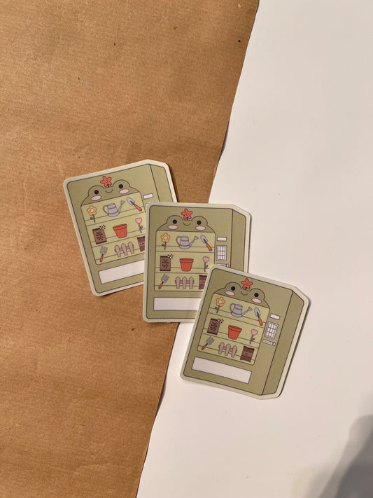 Frog Plant Vending Machine Die-Cut Sticker