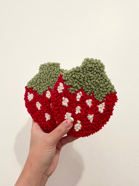 Strawberry Punch Needle Coaster