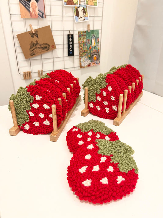 Strawberry Punch Needle Coaster