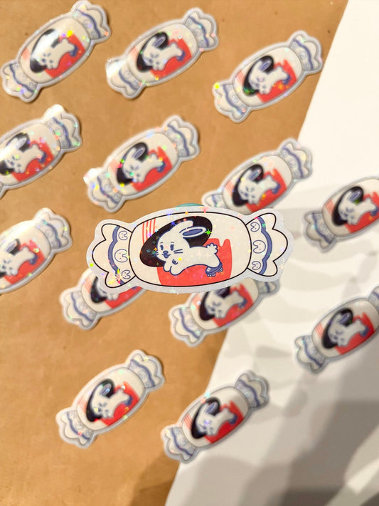 Holographic Bunny Candy Die-Cut Sticker